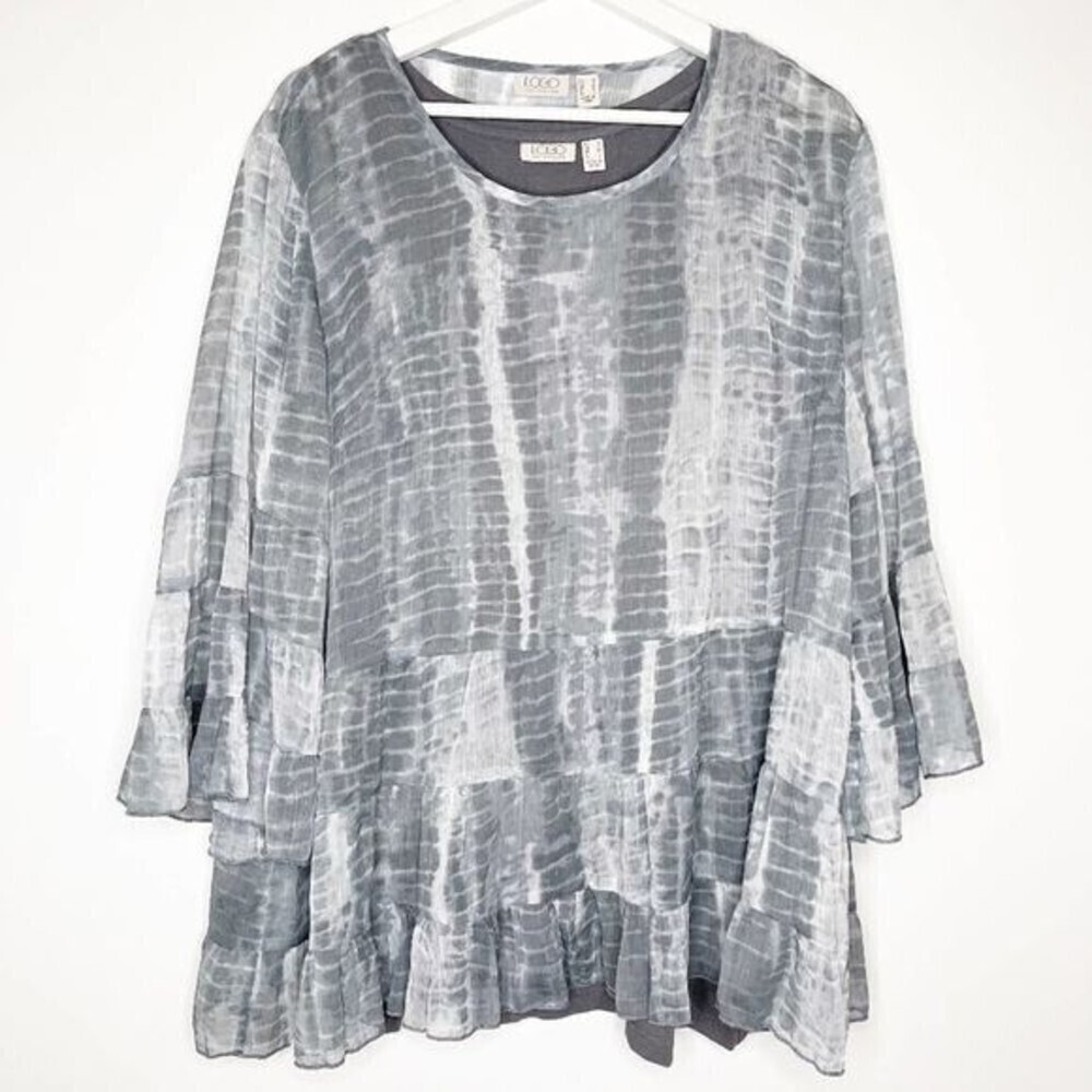 LOGO LORI GOLDSTEIN Ruffle Tunic  - Picture 2 of 7